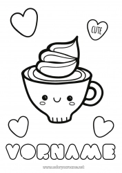 Kinder-Malvorlage Niedlich Kawaii Kaffee Getränk