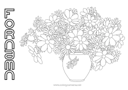 Gratis färgläggning Blommor Grattis på födelsedagen Vas Marguerite
