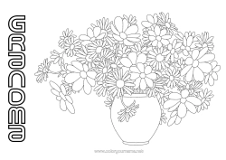 Free coloring Flowers Happy feast day ! Vase Daisy