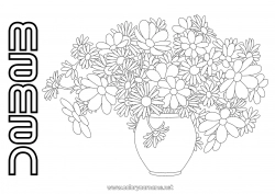 Coloriage enfant Fleurs Bonne fête Vase Marguerite