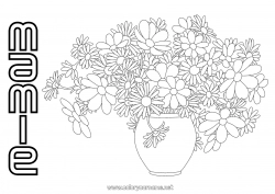 Coloriage enfant Fleurs Bonne fête Vase Marguerite