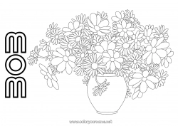 Child coloring page Flowers Happy feast day ! Vase Daisy