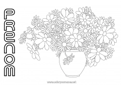 Coloriage gratuit Fleurs Bonne fête Vase Marguerite