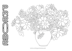 Pagină de colorat personalizată Flori La mulți ani! Vază Margareta