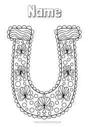 Free colouring Fortune Clover Ireland Horseshoe St Patrick's Day