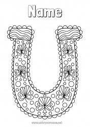 Free coloring Luck Clover Ireland Horseshoe Saint Patrick's Day