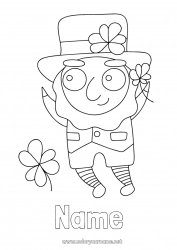 Free coloring Clover Ireland Saint Patrick's Day Leprechaun