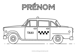 Coloriage à personnaliser Véhicules Voiture USA New York Taxi Camions et véhicules utilitaires Voitures, vans et camping-cars Métiers du transport