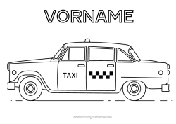 Kostenlose Malvorlage Fahrzeuge Auto USA New York Taxi Lastwagen und Nutzfahrzeuge Autos, Vans und Wohnmobile Transportberufe