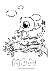 Child coloring page Bird Spring Animal Flying birds and mammals Bird's Nest Baby animal