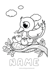 Coloring to customize Bird Spring Animal Flying birds and mammals Bird's Nest Baby animal