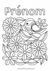 Coloriage gratuit Fleurs Oiseau Printemps Animal Oiseaux et mammifères volants