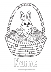 Free coloring Cute Bunny Animal Easter eggs Basket Forest animals