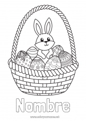 Colorear gratis Lindo Conejo Animales Huevos de Pascua Cesta Animales del bosque