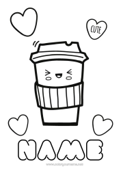 Colouring to customise Cute Cute Café Tea Drink Fizz
