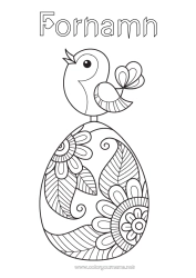 Gratis färgläggning Mandala Fågel Djur Påskägg Stort påskägg Fåglar och flygande däggdjur