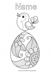 Coloring to customize Mandala Bird Animal Easter eggs Big easter egg Flying birds and mammals