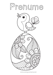 Desen liber de colorat Mandala Pasăre Animal Ouă de Paște Ouă mare de Paște Păsări și mamifere zburătoare