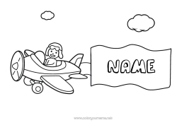 Free colouring Aeroplane Vehicles Aerial vehicles Sign
