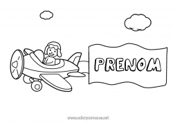 Coloriage gratuit Avion Véhicules Véhicules aériens Pancarte