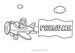 Pagină de colorat gratuită Avion Vehicule Vehicule aeriene Plăcuță