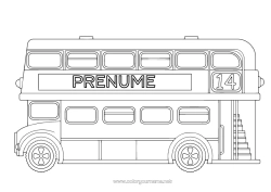 Pagină de colorat gratuită Vehicule Londra Regatul Unit Autobuz, microbuz Transport public terestru