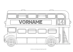 Malvorlage anpassen Fahrzeuge London Vereinigtes Königreich Bus, Auto Öffentlicher Nahverkehr