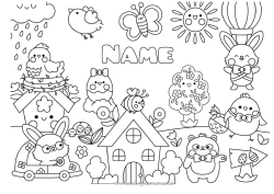 Free colouring Cute Bird Hen Spring Sun Chick Rabbit Butterfly Animal Easter Symbols House Insects Birds and flying mammals Farm animals Forest animals Bird's nest