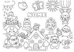 Desenho grátis Kawaii Pássaro Galinha Primavera Sol Pintinho Coelho Borboleta Animal Páscoa Símbolos Casa Insetos Pássaros e mamíferos voadores Animais de fazenda Animais da floresta Ninho de pássaro
