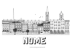 Disegno gratuito Geografia Irlanda Colorazioni complesse Paesi Monumento Città del mondo
