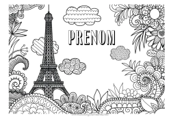 Dessin gratuit Fleurs Mandala Géographie France Coloriages complexes Pays Paysage de ville Paris Monument