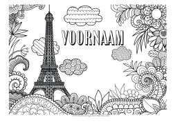 Gratis kleurplaat Bloemen Mandala Geografie Frankrijk Complex Kleurplaten Land Stadsgezicht Parijs Monument Stad van de wereld