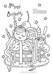 Free colouring Monster Cake Halloween Birthday Jellyfish Sea Siren Complex colouring pages Happy birthday message Marine or aquatic animals