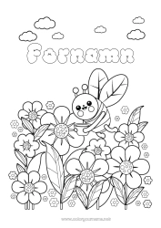 Gratis färgläggning Blommor Vår Djur Bi Mellannivå färgläggningar Insekter