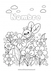 Dibujo libre Flores Primavera Animales Abeja Dibujos intermedios para colorear Insectos