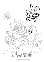 Colouring to customise Art Easter Eggs Easter "Happy Easter" Message Easter Painted Eggs