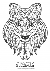 Free drawing Wolf Mandala Animal Forest animals