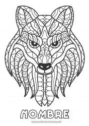 Colorear gratis Lobo Mandala Animales Animales del bosque