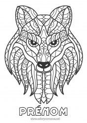 Coloriage gratuit Loup Mandala Animal Animaux de la forêt