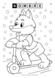 Colorear gratis Lobo Vehículos Animales Patineta Animales del bosque Vehículos de dos ruedas