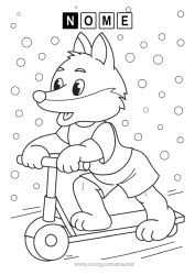Desenho grátis Lobo Veículos Animal Patinete Animais da floresta Veículos de duas rodas