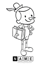 Free drawing Pinocchio Fairy tale Intermediate coloring pages Book Reading Tales for Children