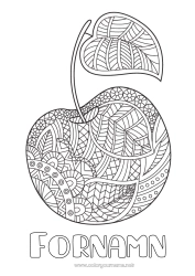 Gratis färgläggning Mandala Sommar Mat Körsbär Frukter Komplexa målarbilder