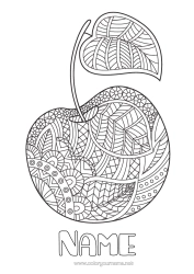 Colouring to customise Mandala Summer Food Cherry Fruit Complex Colouring Pages