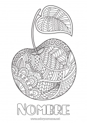 Colorear gratis Mandala Verano Alimento Cereza Frutas Dibujos complejos para colorear