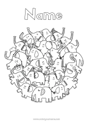Free colouring Mandala Elephant Animal Farm animals Wild animals of Africa