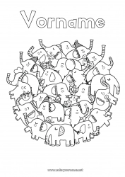 Kostenlose Malvorlage Mandala Elefant Tier Bauernhoftiere Wilde Tiere Afrikas