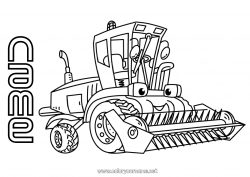 Free drawing Combine harvester Farm vehicles Farm Farm Professions Cartoon Character vehicles