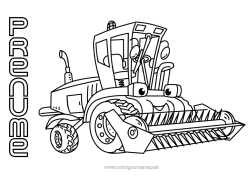 Pagină de colorat personalizată Vehicule Recoltoare Vehiculele fermei Ferma Meserii agricole Desen animat Vehicule personaje