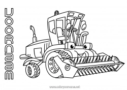 Gratis tekening Voertuigen Oogstmachine Boerderijvoertuigen Boerderij Boerderijberoepen Cartoon Voertuigpersonages